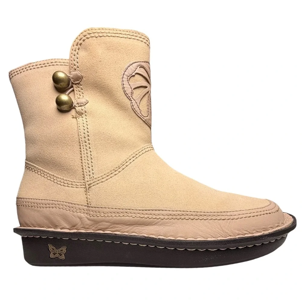 Alegria Aspen Beige Suede Shearling Butterfly Boots EU 40